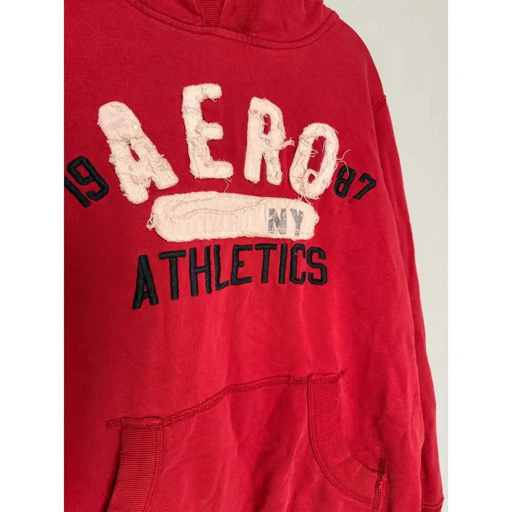 Aeropostale‎ Athletics y2k 3d textured letter red hoodie classic